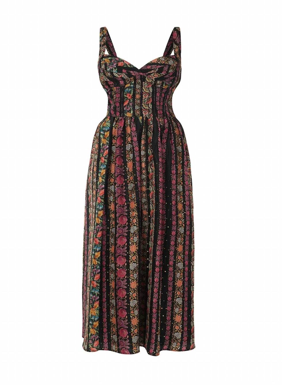 NEW LA FUORI women's kesa printed midi dress in black/gold
